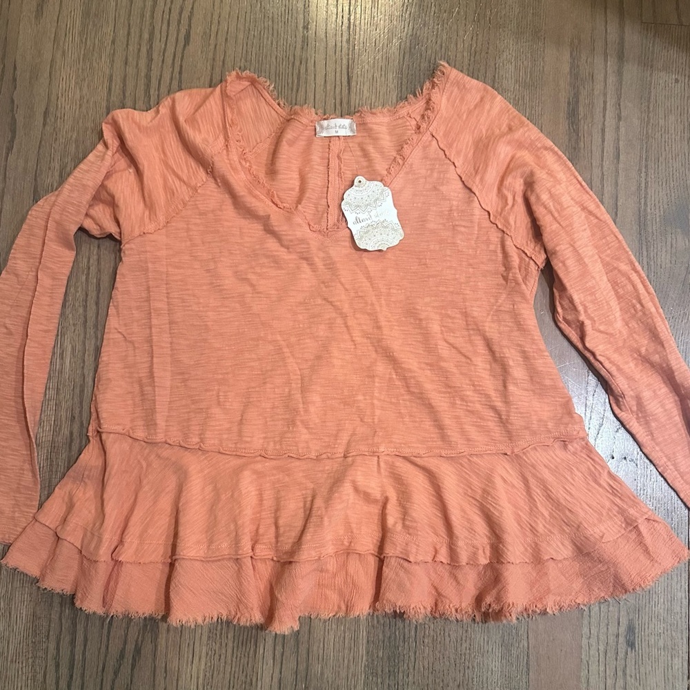 Altar'd State Medium Long Sleeve Boho Style Orange/Peach Shirt-NWT